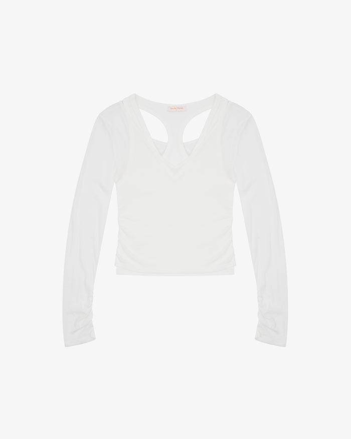Layered Racer Tank - White