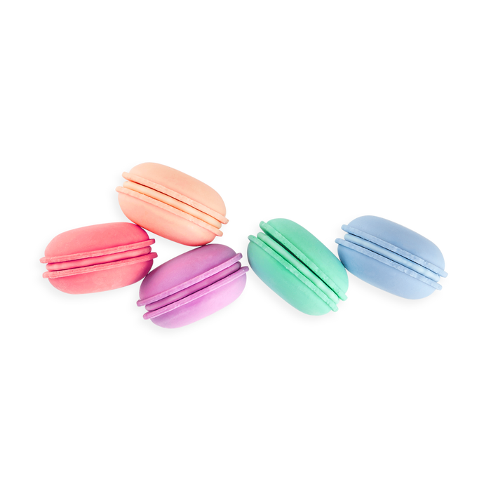 Side view of Le Macaron Patisserie Scented Erasers on top of eachother