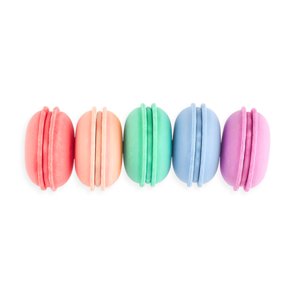 Le Macaron Patisserie Scented Erasers lined up side by side