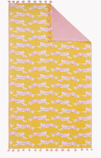 Leaping Leopard Beach Towel