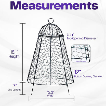 Measurement chart of a cloche with dimensions labeled