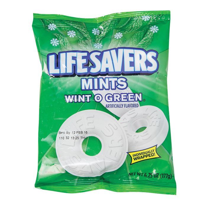 Lifesavers Mints Wint O Green 6.25oz Peg Bag - 12ct