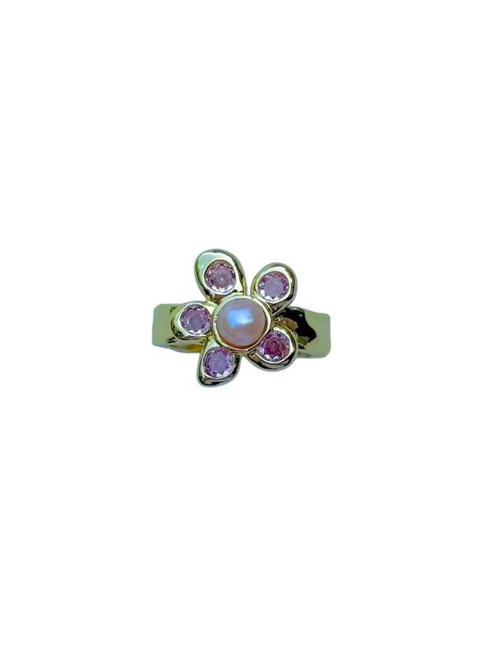 Light Pink Pearl Petal Ring