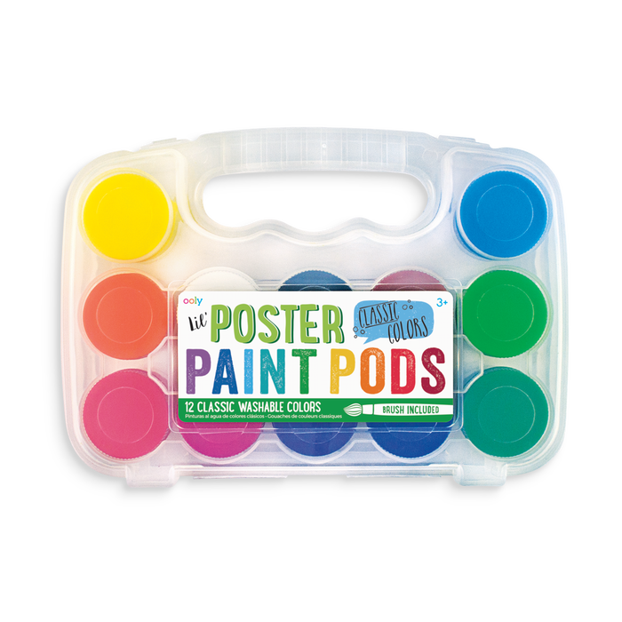 lil Poster Paint Pod set with 12 poster paint colors and a paintbrush