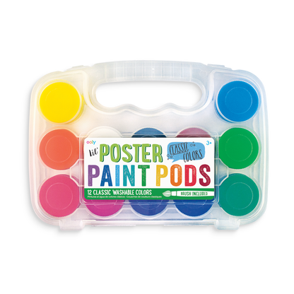 lil Poster Paint Pod set with 12 poster paint colors and a paintbrush