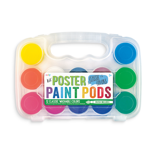 lil Poster Paint Pod set with 12 poster paint colors and a paintbrush