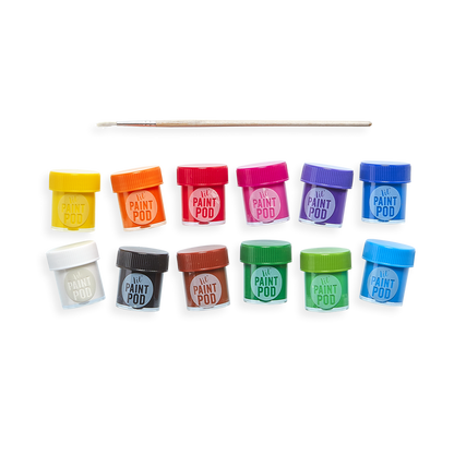 Classic Color lil' Poster Paint Pods and brush out of packaging