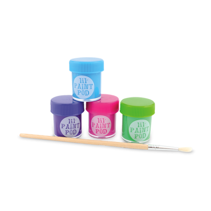 4 lil Poster Paint Pod colors and a paintbrush