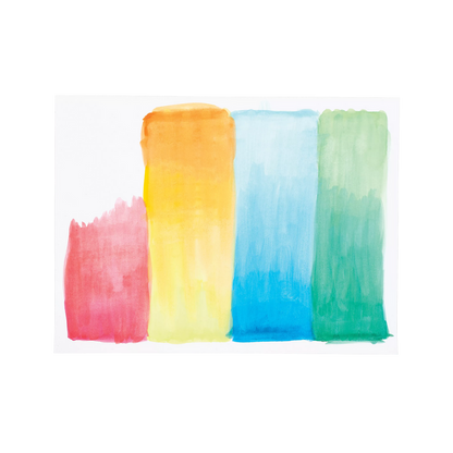 4 large painted bars of primary colors on OOLY Lil Watercolor Paint Pad