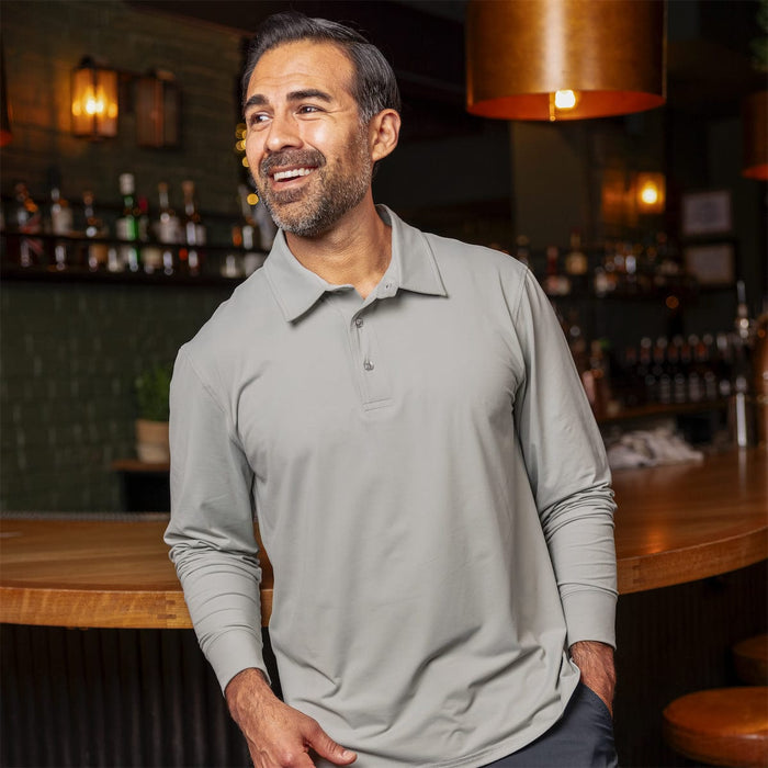 RSVLTS Breakfast Balls Commuter Long Sleeve Polo Limestone – Commuter Long Sleeve Polo Limestone – Commuter Long Sleeve Polo