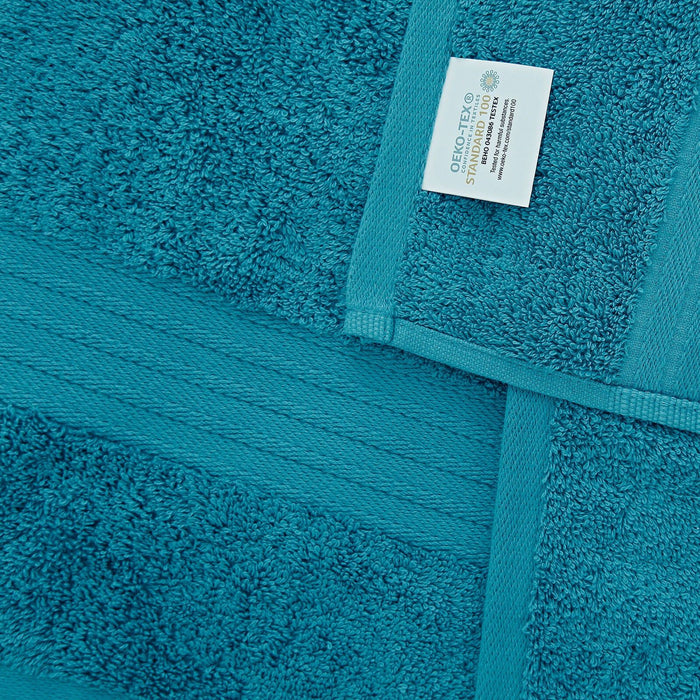 Linenland 4 Piece Cotton Bath Towels Set - Blue -Home Living Store - -