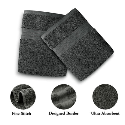 Linenland 4 Piece Cotton Bath Towels Set - Charcoal -Home Living Store - -