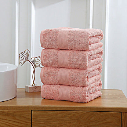 Linenland 4 Piece Cotton Bath Towels Set - Coral -Home Living Store - -