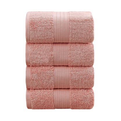 Linenland 4 Piece Cotton Bath Towels Set - Coral -Home Living Store - -