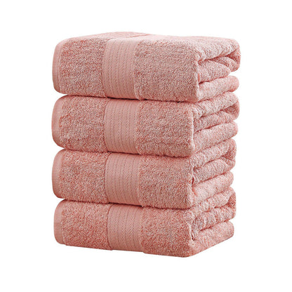 Linenland 4 Piece Cotton Bath Towels Set - Coral -Home Living Store - -
