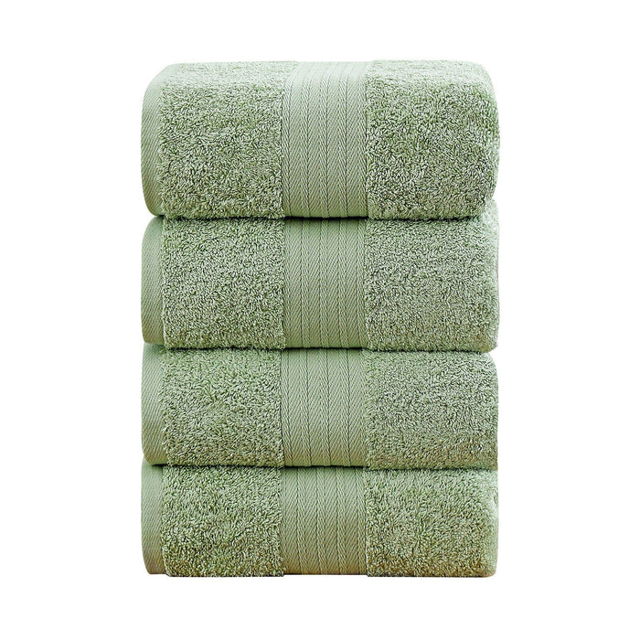 Linenland 4 Piece Cotton Bath Towels Set - Sage Green -Home Living Store - -