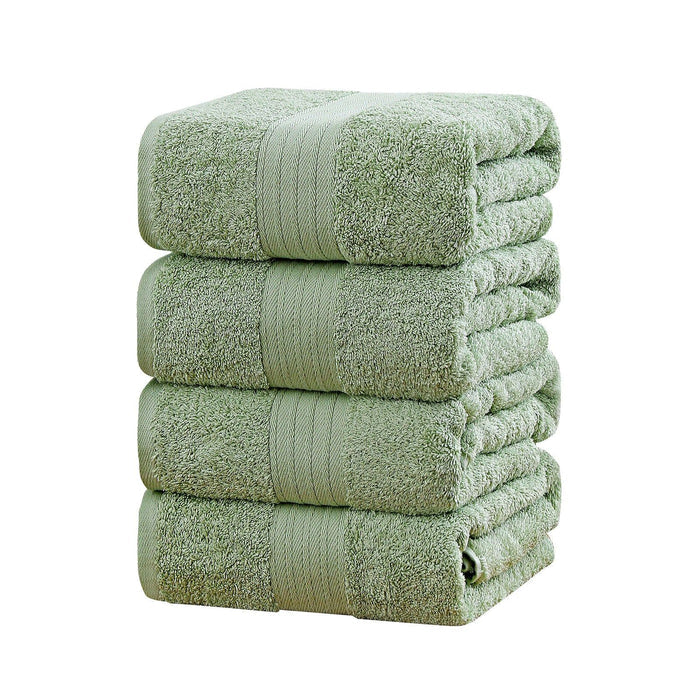 Linenland 4 Piece Cotton Bath Towels Set - Sage Green -Home Living Store - -