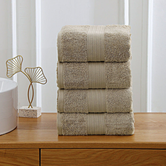Linenland 4 Piece Cotton Bath Towels Set - Sandstone -Home Living Store - -