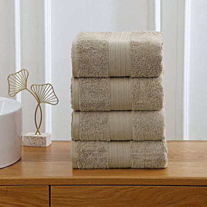 Linenland 4 Piece Cotton Bath Towels Set - Sandstone -Home Living Store - -
