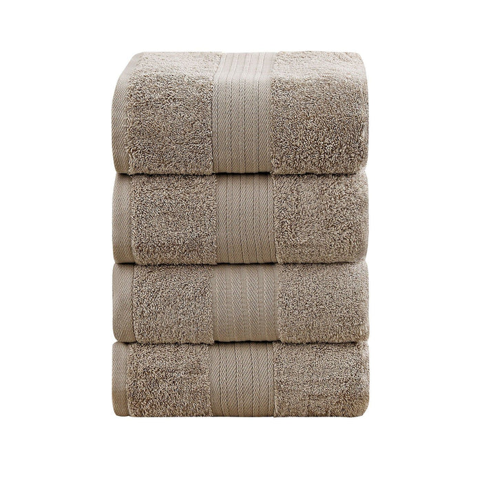Linenland 4 Piece Cotton Bath Towels Set - Sandstone -Home Living Store - -