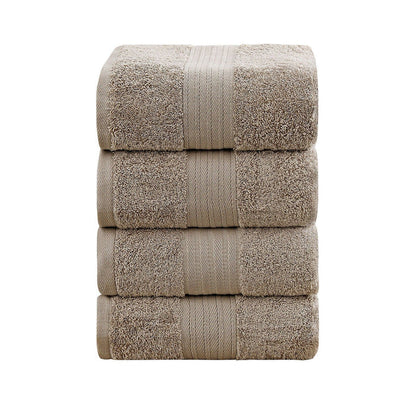 Linenland 4 Piece Cotton Bath Towels Set - Sandstone -Home Living Store - -