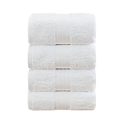 Linenland 4 Piece Cotton Bath Towels Set - White -Home Living Store - -