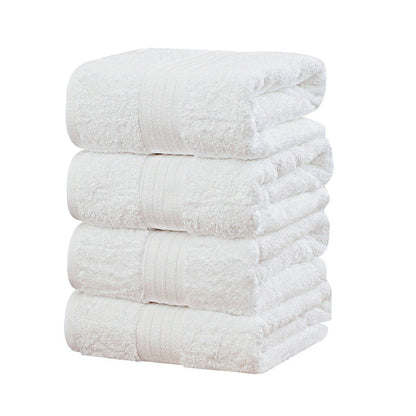 Linenland 4 Piece Cotton Bath Towels Set - White -Home Living Store - -