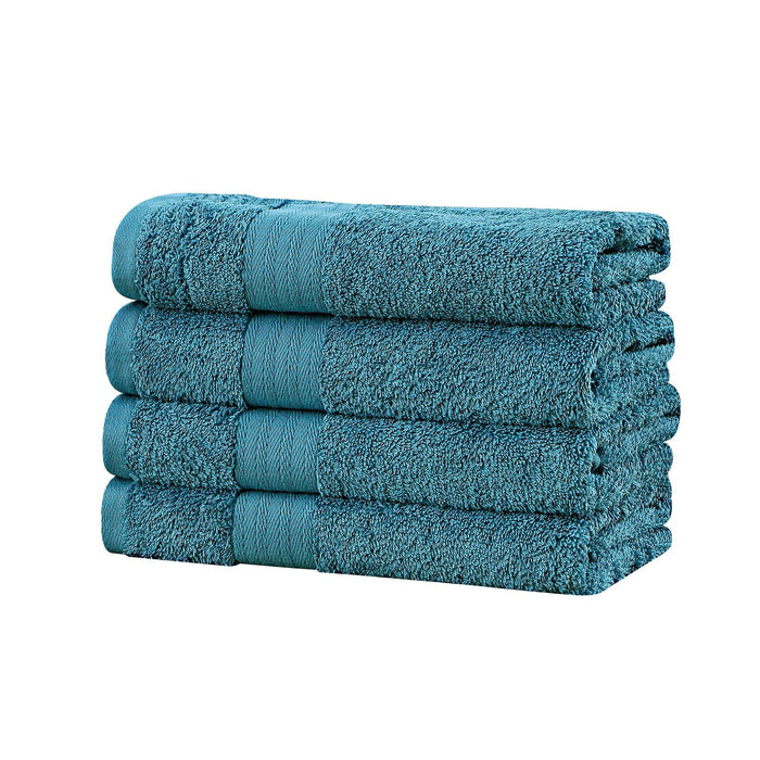 Linenland Bath Towel 4 Piece Cotton Hand Towels Set - Blue -Home Living Store - -
