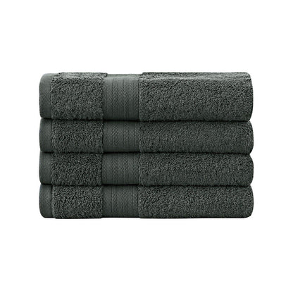 Linenland Bath Towel 4 Piece Cotton Hand Towels Set - Charcoal -Home Living Store - -