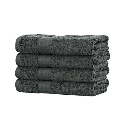 Linenland Bath Towel 4 Piece Cotton Hand Towels Set - Charcoal -Home Living Store - -