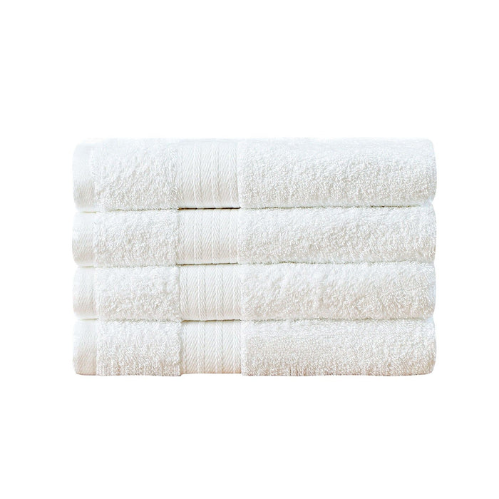 Linenland Bath Towel 4 Piece Cotton Hand Towels Set - White -Home Living Store - -