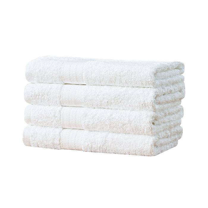 Linenland Bath Towel 4 Piece Cotton Hand Towels Set - White -Home Living Store - -