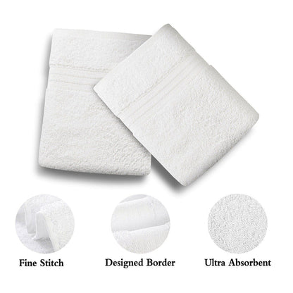 Linenland Bath Towel 4 Piece Cotton Hand Towels Set - White -Home Living Store - -
