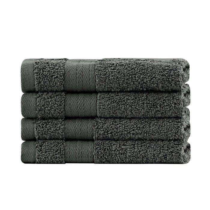 Linenland Bath Towel Set - 4 Piece Cotton Washcloths - Charcoal -Home Living Store - -