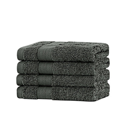 Linenland Bath Towel Set - 4 Piece Cotton Washcloths - Charcoal -Home Living Store - -