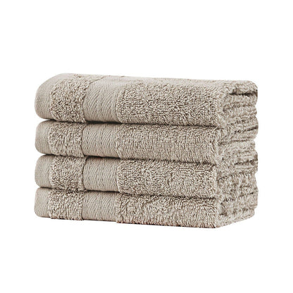 Linenland Bath Towel Set - 4 Piece Cotton Washcloths - Sandstone -Home Living Store - -