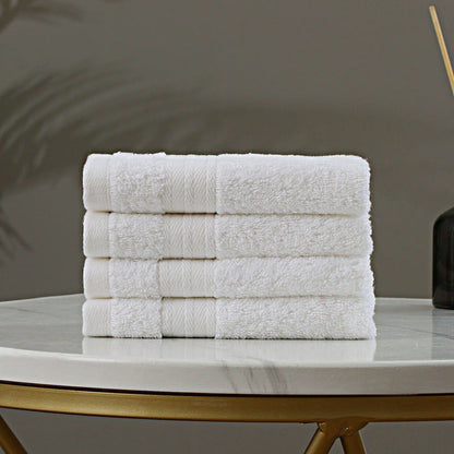 Linenland Bath Towel Set - 4 Piece Cotton Washcloths - White -Home Living Store - -