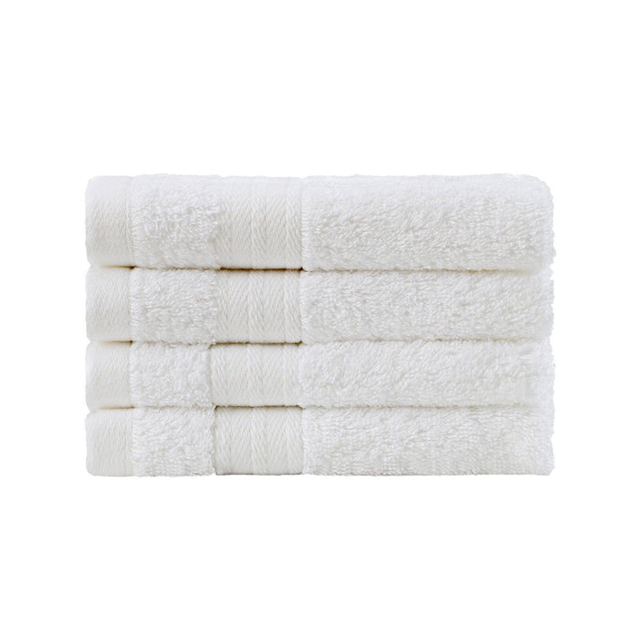 Linenland Bath Towel Set - 4 Piece Cotton Washcloths - White -Home Living Store - -