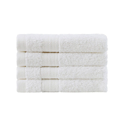 Linenland Bath Towel Set - 4 Piece Cotton Washcloths - White -Home Living Store - -