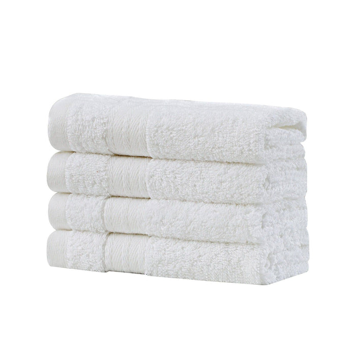 Linenland Bath Towel Set - 4 Piece Cotton Washcloths - White -Home Living Store - -