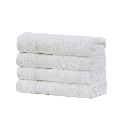 Linenland Bath Towel Set - 4 Piece Cotton Washcloths - White -Home Living Store - -