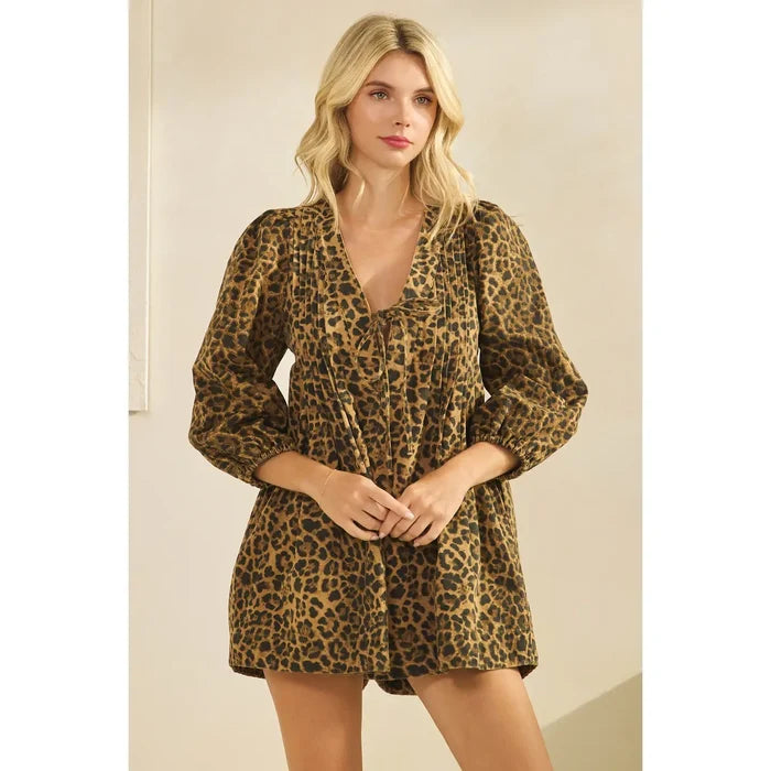 Long Sleeve Leopard Romper