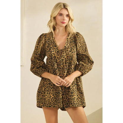 Long Sleeve Leopard Romper
