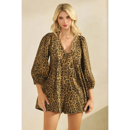 Long Sleeve Leopard Romper