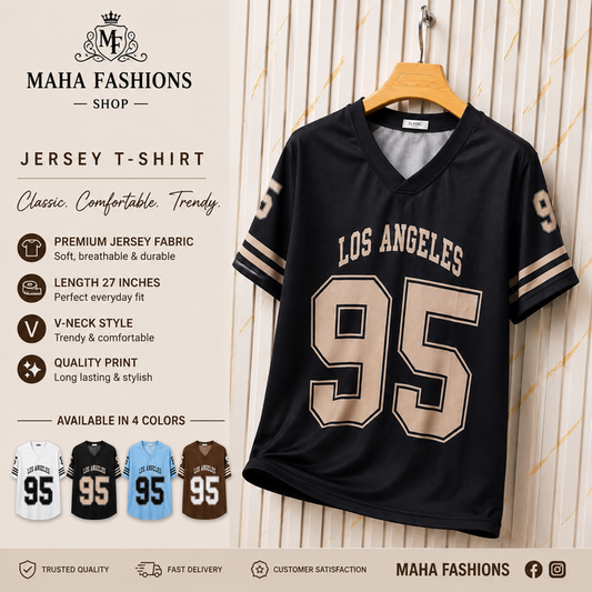 Los Angeles 95 Oversized V-Neck T-Shirt – Black