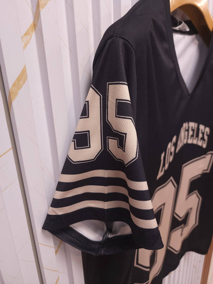 Los Angeles 95 Oversized V-Neck T-Shirt – Black