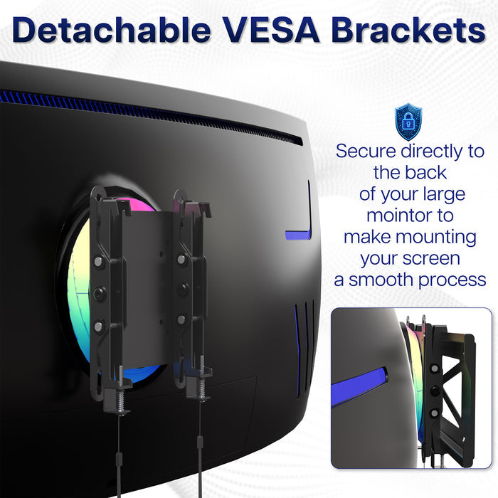 Detachable VESA bracket for large monitors on a white background