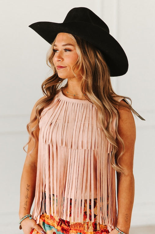 Lucky & Blessed Pink Fringe Top