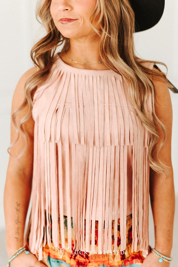 Lucky & Blessed Pink Fringe Top