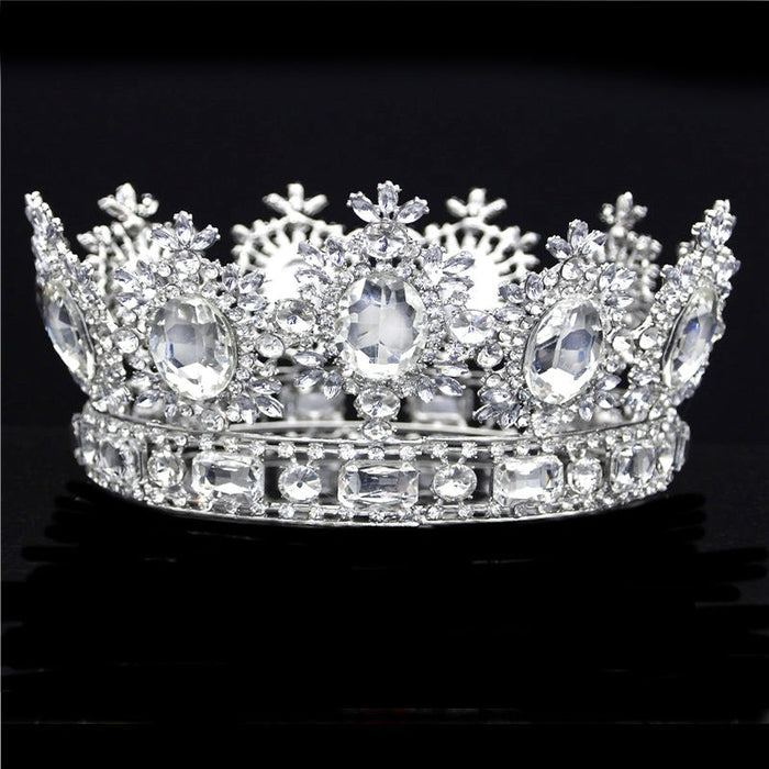 Luxuries Crystal Flower Majesty Crown for Wedding-Pageant or Mis Quince Tiaras